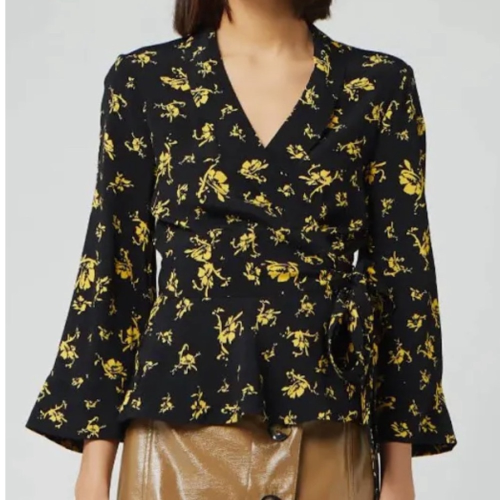 Ganni Black and Yellow Blouse with Vibrant Design